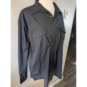 Vintage Wrangler Black Mens Pearl Snap button down long sleeve size L